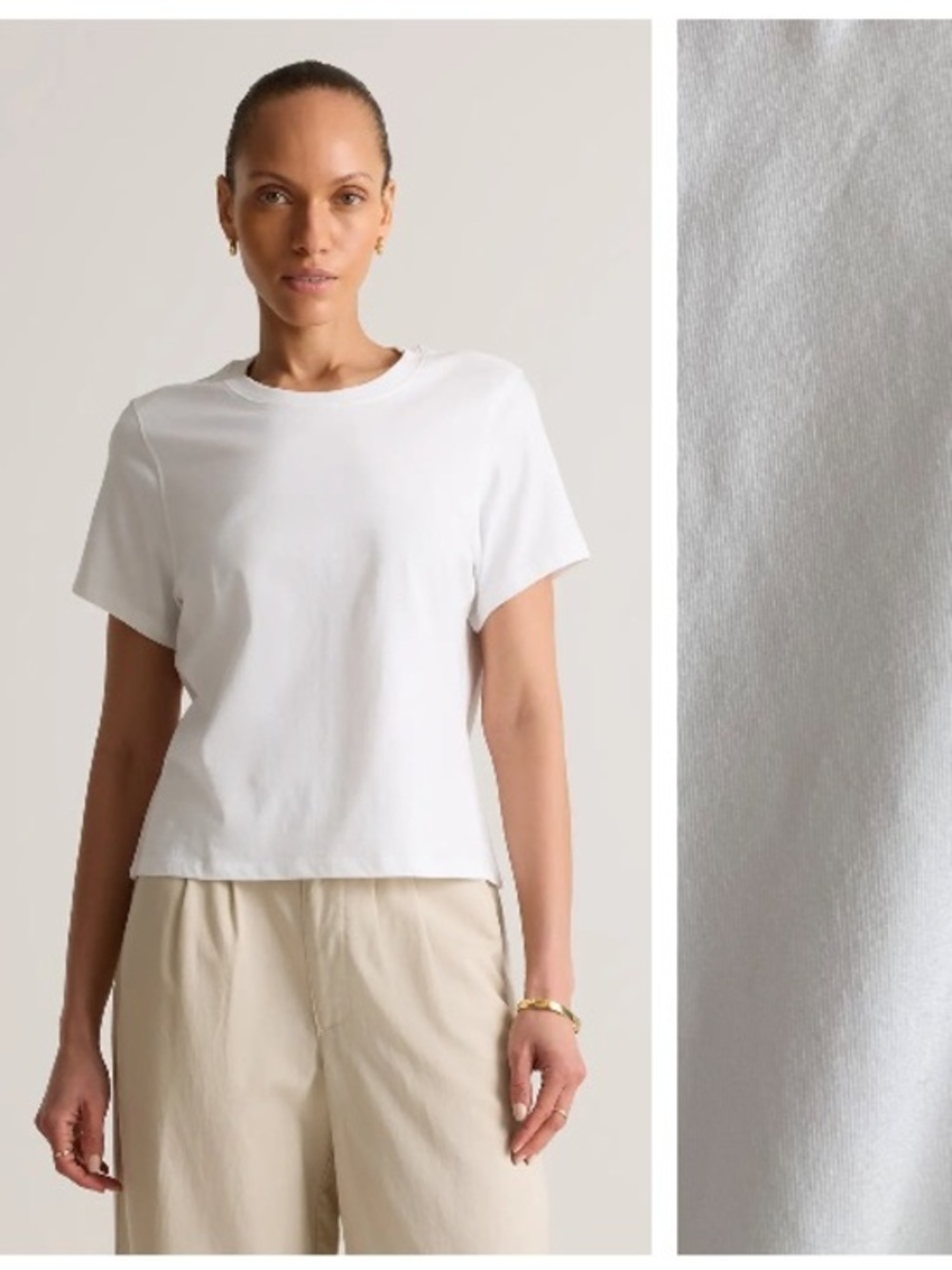 Quince White Boxy Tee Organic Cotton Blend XL